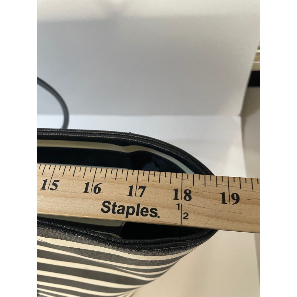 Kate Spade Tote Bag Womens Large Black White Excellent Striped Saffiano Leather - Picture 5 of 8